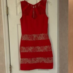 Trixxi Red Lace Mini Dress